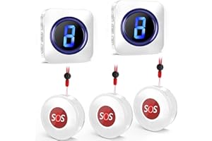 SURFOU Caregiver Pager Panic Button Nurse Alert System 1000ft Long Range 3 Call Buttons 2 Receivers Personal Alarm Wireeless Pagers for Elderly Home Patients Kids Safety
