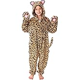 BAOPLAYKIDS Halloween Cat Costume for Girls Zip-Up Hooded Onesie for Kids One Piece Pajamas for Animal Party Cosplay Age 6-13