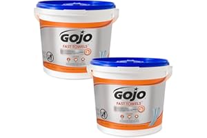 GOJO FAST TOWELS Fresh Citrus Scent, 225 Count Large Multi-Purpose Single Textured Wet Towel Bucket ...