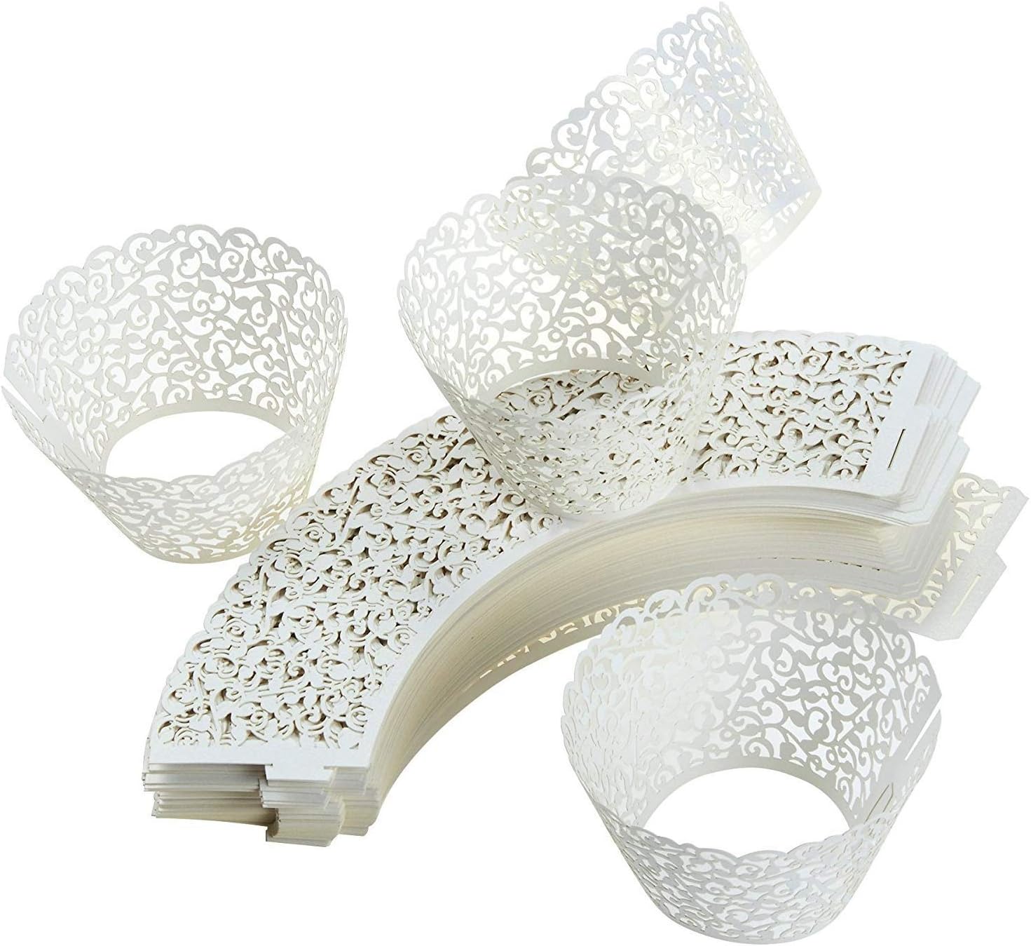 Cupcake Wrappers,50 pcs Decorative Laser Cut Cupcake Liners for Wedding and Birthday Party Decoration,Christmas, Lace Cupcake Wrappers