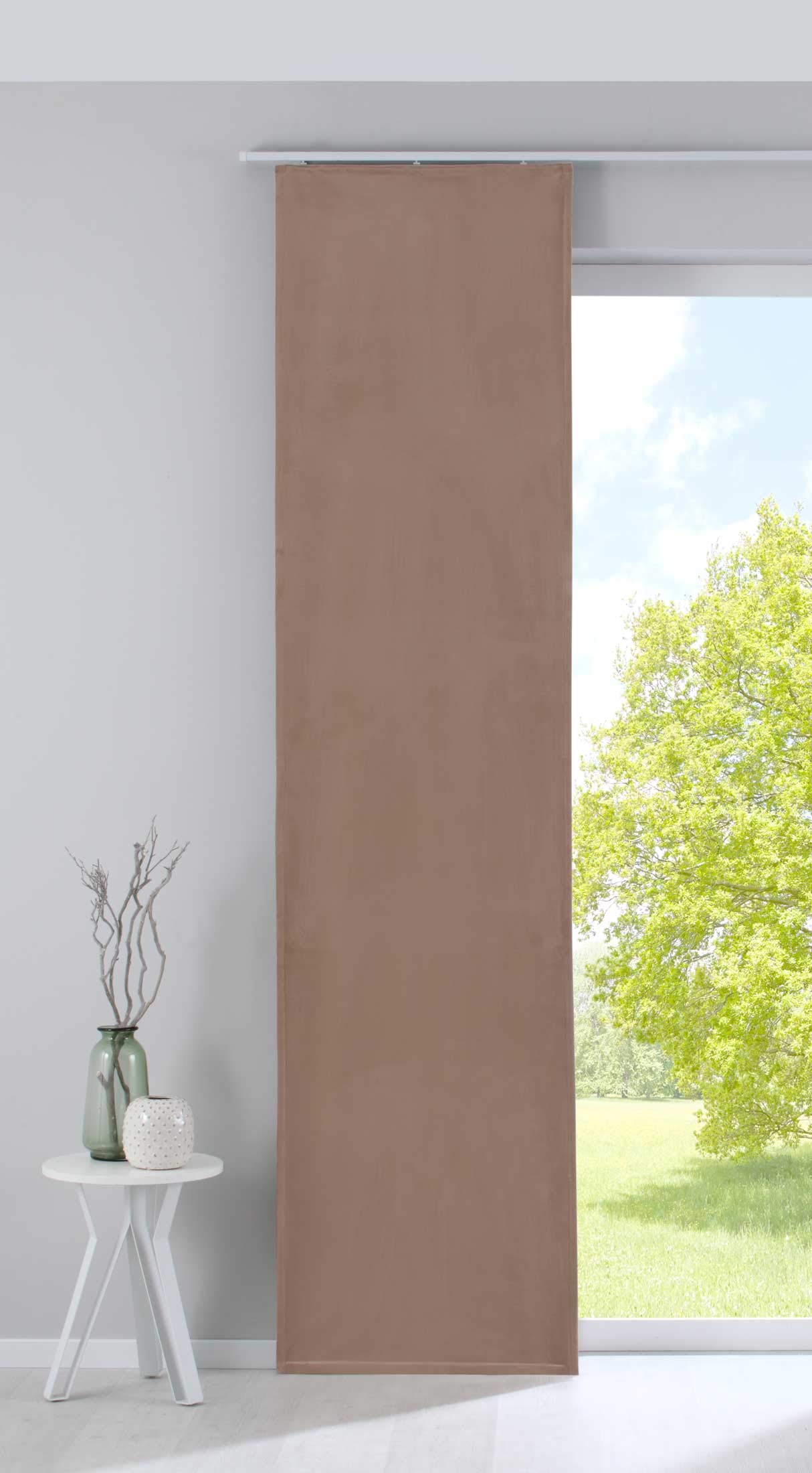 Gardinenbox Milano 203571 Blackout Panel Curtain Sliding Curtain Velvet Opaque Blackout Panel Weight Bar Sand 245 x 60 cm