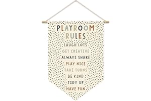 ETVISO Playroom Decor, Playroom Rules Wall Hanging Pennant Flag Banner, Boy Nursery Decor, Boho Classroom Decor Baby Nursery Room Banner
