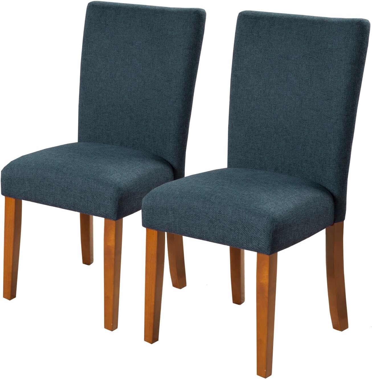 HomePop Parsons Classic Upholstered Accent Dining Chair, Set of 2, Navy and Cream Geometric - - Chairs