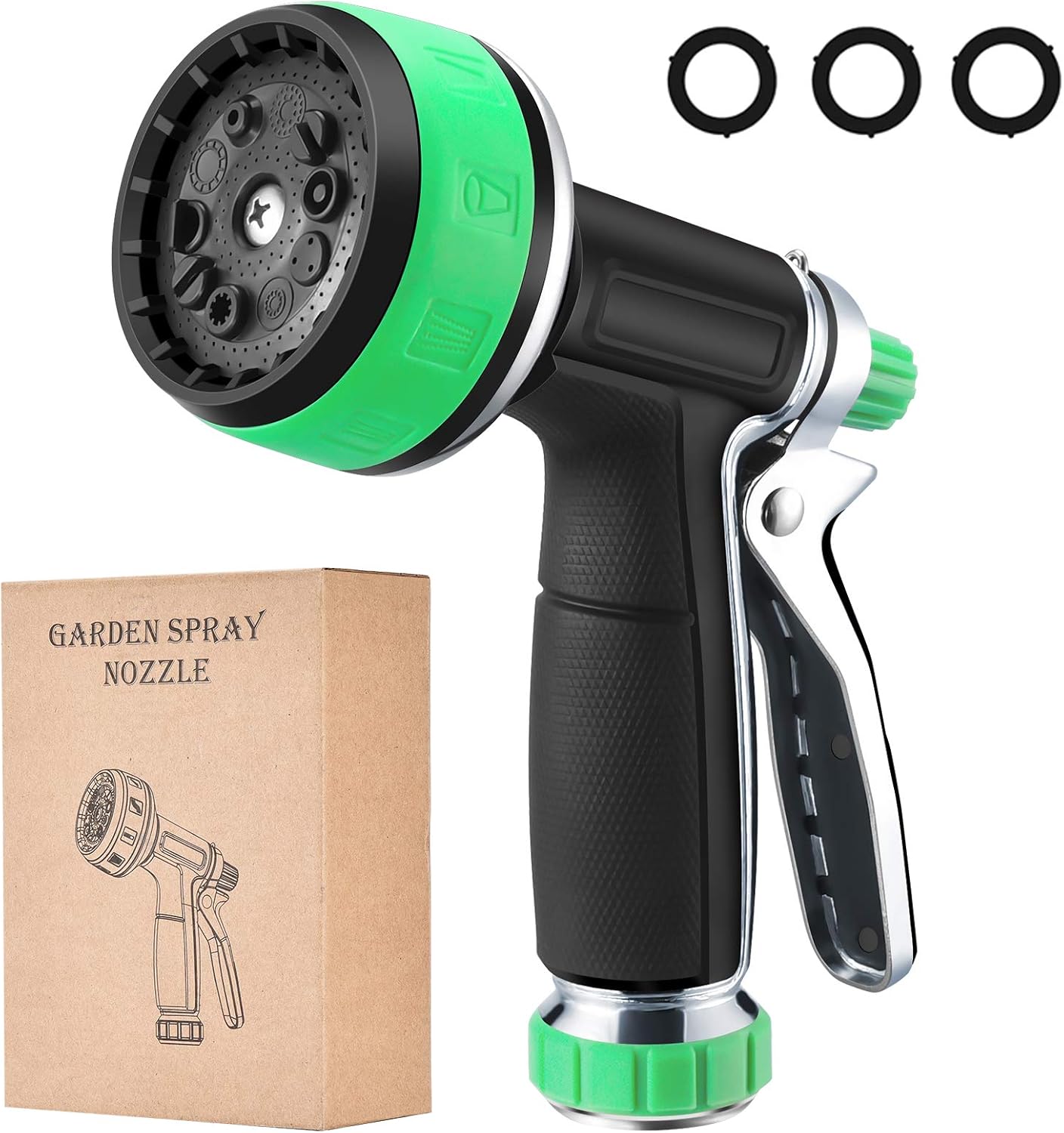 Garden Hose Nozzle｜ Aluminum Alloy 10 Sprayers Patterns Water Hose Spray Nozzle｜Suitable For Watering Equipment, Cleaning, Car washing And Showering Pets: Home Improvement