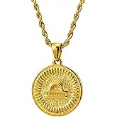 LMUWECNO 18K Gold Plated Zodiac Necklace for Women Men, Retro Coin Zodiac Sign Pendant Necklaces, Hypoallergenic & Anti-Tarnish, Adjustable Chain Horoscope Jewelry with Gift Box, Birthday Gifts for Her Him