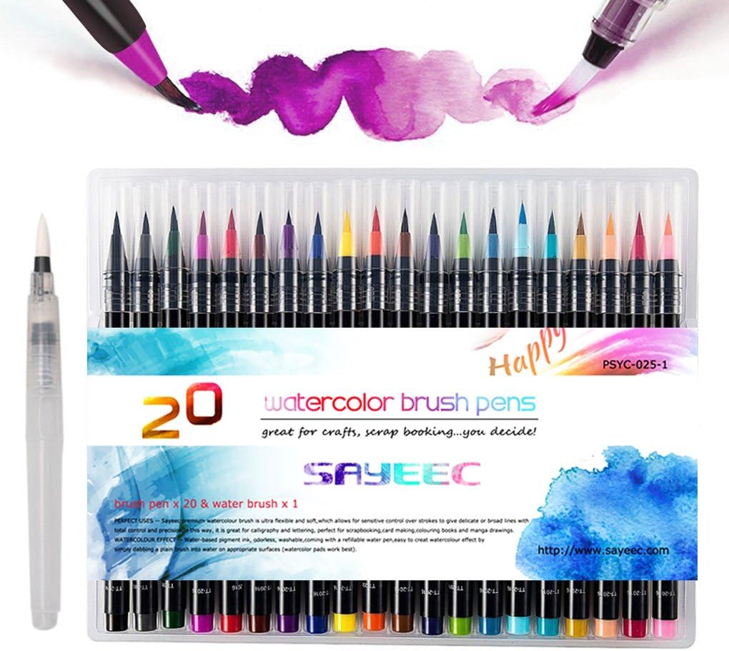 SAYEEC Watercolour Flexible Brush Pens
