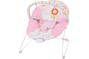 Bright Starts Fanciful Fantasy Unicorn 3-Point Harness Vibrating Baby Bouncer with -Toy bar