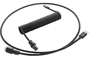 CableMod Pro Coiled Keyboard Cable (Midnight Black, USB A to USB Type C, 150cm)