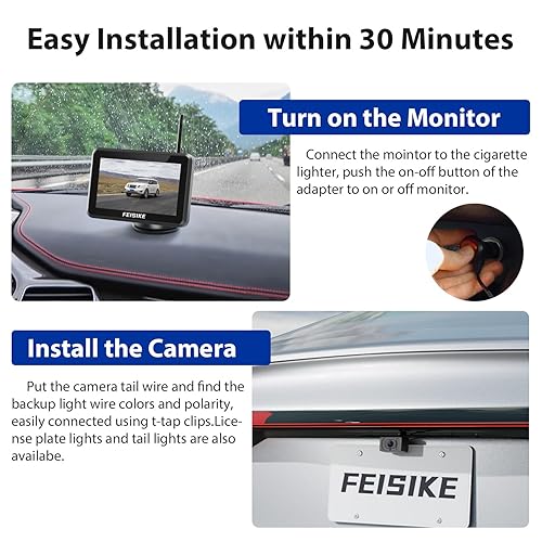FEISIKE Wireless Backup Camera with 5'' Monitor, Easy Setup Stable
