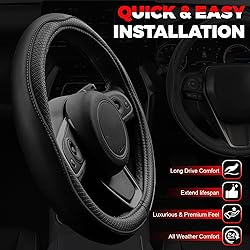 Ouzorp Car Steering Wheel Cover, Microfiber Leather