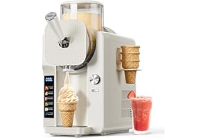 SOZT Slush Machine & Ice Cream Maker Machine 2-IN-1, 6 Modes for Smoothies, Milkshakes, Cocktails, Margarita, and Ice Cream, Double-Layer Tank, With Ice Cream Cone Holder, Self-Cleaning, For Home Use