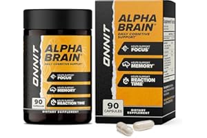 ONNIT Alpha Brain® Nootropic Brain Supplement for Men and Women, IGEN™ Non-GMO Tested, Memory, Mental Clarity, Cognitive Support and Focus Capsules with L-Theanine and Vitamin B6, 90 Count