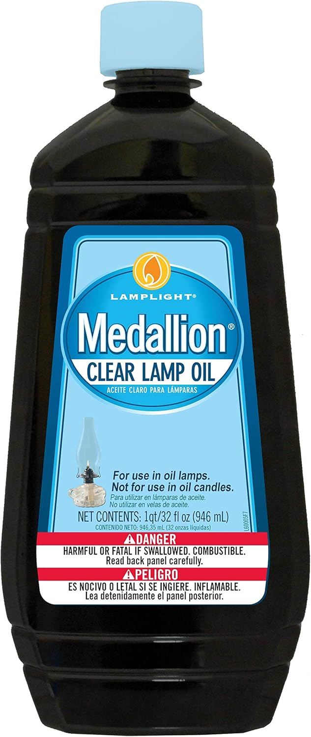 Oil Lamps & Accessories - Lamplight ¼ Gallon (32 oz) Medallion Lamp Oil for Indoor Use – liquid paraffin oil for indoor use, vintage indoor oil lamps, hurricane lamp oil, emergency kit