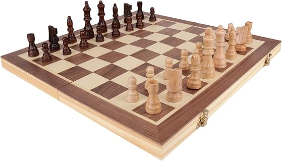 Webby Folding Magnetic Wooden Chess Board Game Set with Magnetic Crafted Pieces(12x12 Inches)