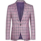 Boyland Men's Casual Suit Blazer Jackets Lightweight One Button Sport Coats Plaid Blazer