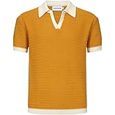 OXKNIT Mens Knit Polo Shirts Vintage Short Sleeve Golf Shirts Textured Retro Poloshirt White V-Neck