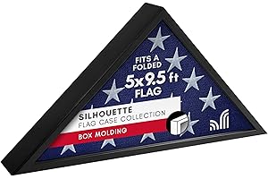 Americanflat Large Flag Display Case - Fits Folded 5x9.5' Burial Flags - Silhouette Collection - Display Box for Wall or Tabletop - Black