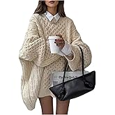 Verdusa Women's Chunky Fall Sweaters Cable Knit Long Sleeve Loose Pullovers Going Out Outfits