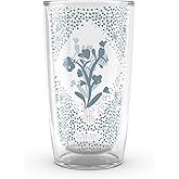 Tervis Heirloomed - Floral Collection Made in USA Double Walled Insulated Tumbler Travel Cup Keeps Drinks Cold & Hot, 16oz, Faded Blue Floral