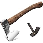 Dream Reach Hatchet Axe - 14.5" Hand Forged Camping Hatchet with Sheath | Bushcraft Axe, Carbonized Handle, for Carving, Splitting and Chopping Wood, Gardening, Great Gift for Men