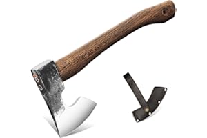 Dream Reach Hatchet Axe 14.5" Camping Hatchet with Sheath Bushcraft Axe with Carbonized Handle, Hand Forged Carving Axes, Splitting Hatchets for Chopping Wood, Gardening, for Men