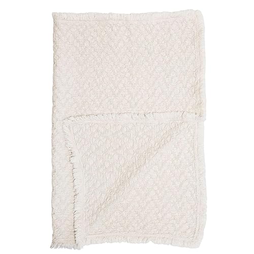 Crane Baby Oatmeal Boho Knit Blanket, Soft Cotton Nursery and Stroller Blanket, 100% Cotton, 30" x 40"