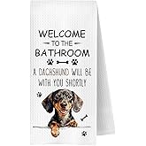 JWERBENPEY Funny Dachshund Dog Hand Towels, Gifts for Dachshund Lovers, Weiner Dog Doxie Gifts for Women Men Decorative Hand Towels for Bathroom Restroom Washroom, 16x24 Inch
