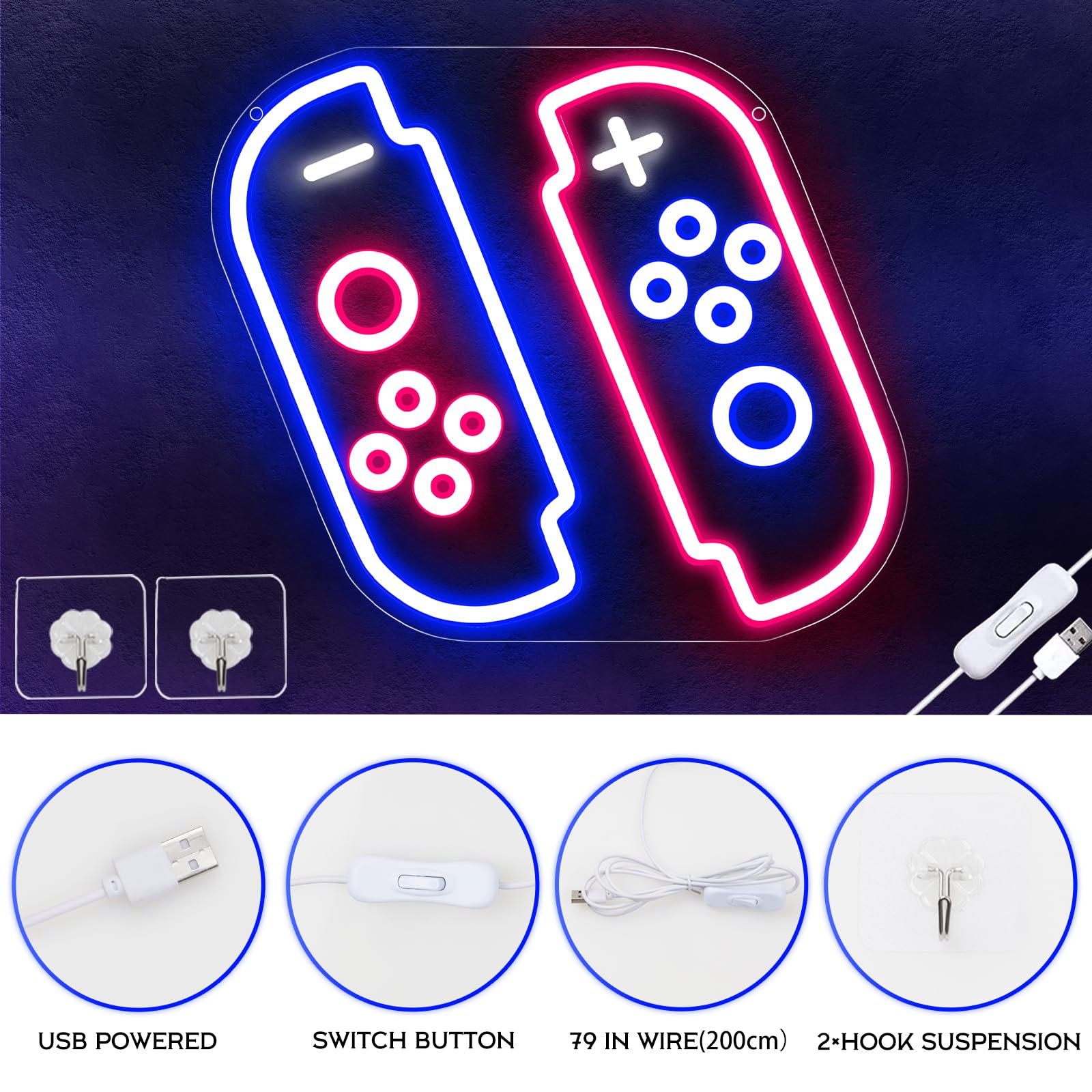 Switch Neon SignSwitch Gaming Neon Sign, Gamer Neon Sign for Gaming Room Decor-USB Powered Retro Game Console LED Neon Gaming Sign for Gaming Wall Decor, Boys Room Decor, Man Cave,