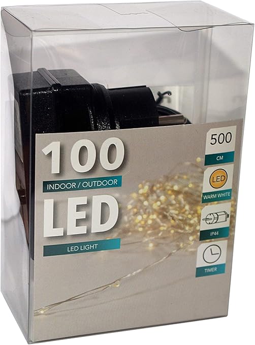 Hit Led Draht Lichterkette 100 Leds Mit 6 Stunden Timer Warmweiss Strombetrieben Fur Innen Und Aussen 100er Amazon De Kuche Haushalt