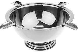 Stinky Cigar Ashtray, 4 Stainless Steel Stirrups, 8-Inch Diameter, 3-Inch Deep, Windproof, Deep Bowl Design, Known As 'The Original Stinky Ashtray, Polished Stainless Steel