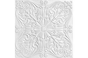 À LA MAISON CEILINGS R139 Spanish Silver Foam Glue-up Ceiling Tile (21.6 sq. ft./Case), Pack of 8, Plain White