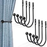 Meetart Decorative Curtain Drapery Holdbacks, Curtain Tiebacks Simple Vintage Rustic Style Decor，8 Pack, Black，Come with Screws。