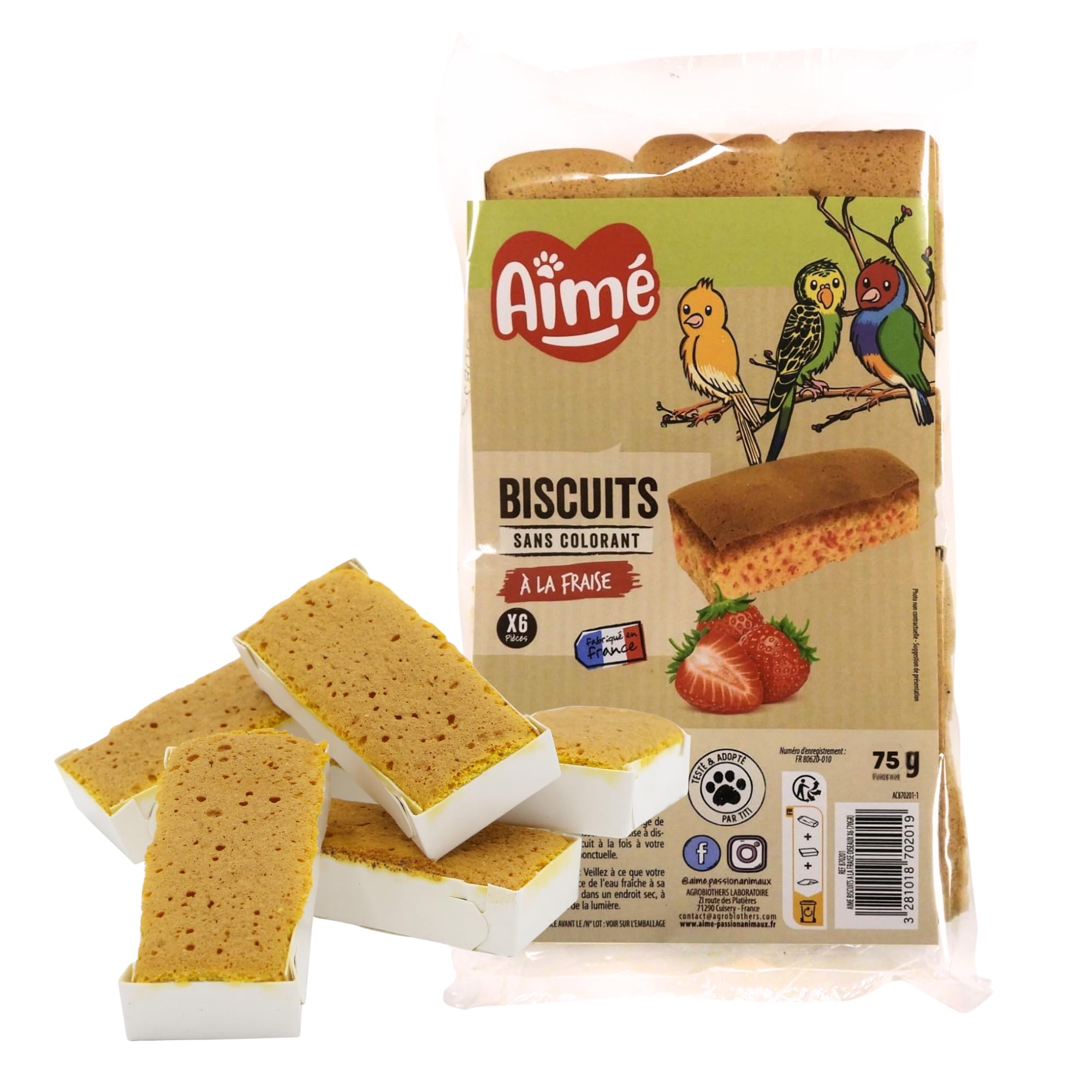 Aimé Strawberry Cookies for Bird, 0.0707 kg