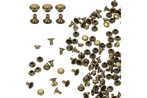 HARFINGTON 100 Sets Single Cap Rivets 4mm Carbon Steel Round Head Snaps Studs Fasteners Tubular Metal Studs for Leather Craft