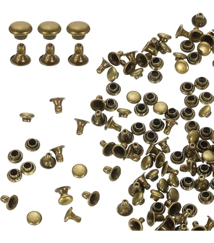 Remaches Para Cuero Remaches De Latón Con Doble Tapa - Tamaños 6, 7 Y 9 Mm Para Manualidades Y Cuero Tachuelas Latón Manualidades