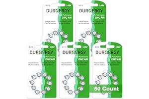 DURNERGY Size 312 Hearing Aid Batteries 50 Count, 1.45 Volt Zinc-Air Batteries, PR41, P312, ZA312 Mercury Free Batteries