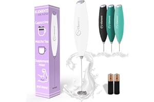Elementi Milk Frother Wand (Batteries Included) - Milk Frother Handheld - Drink Mixer & Coffee Frother Handheld - Electric Whisk & Hand Frother Mixer - Coffee Mixer Wand - Electric Frother (White)