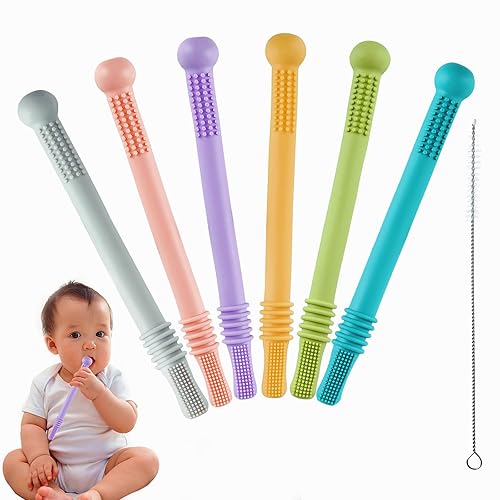 Chuya Pack Hollow Teether Tube, Silicone Tubes Baby Teether Toys