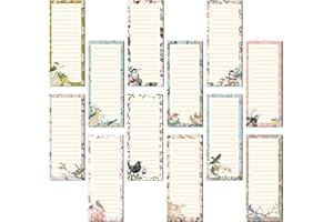 Gersoniel 12 Packs Magnetic Notepads for Refrigerator Monthly Grocery Magnetic List Set to Do List Pads Back Memo Notepad 9 x 3.5 Inches for Fridge Kitchen Shopping Grocery(Assorted Color,Bird)