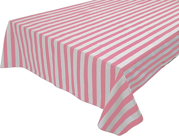 lovemyfabric Cotton 1 Inch Striped Tablecloth for Wedding/Bridal Shower, Birthdays