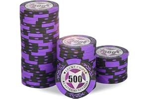 ORIENGEAR Poker Chips Professional, 50 Pcs 14 Gram Poker Chips Composite with Clear Denomination, Numbered Chips for Casino Card Game, Blackjack, Roulette Games, for Poker Lover, 8 Color