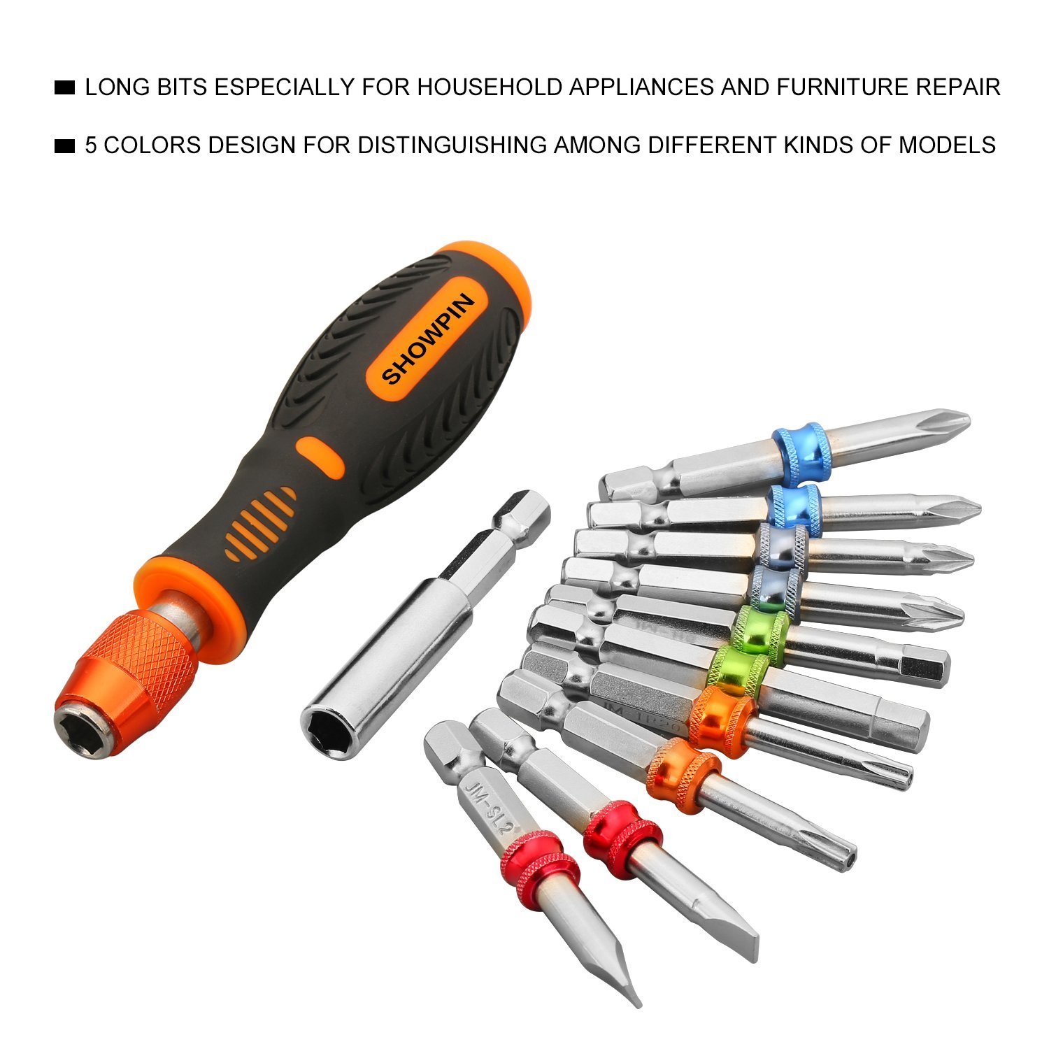 Showpin 12 in 1 Color Ring Screwdriver Set Multibit