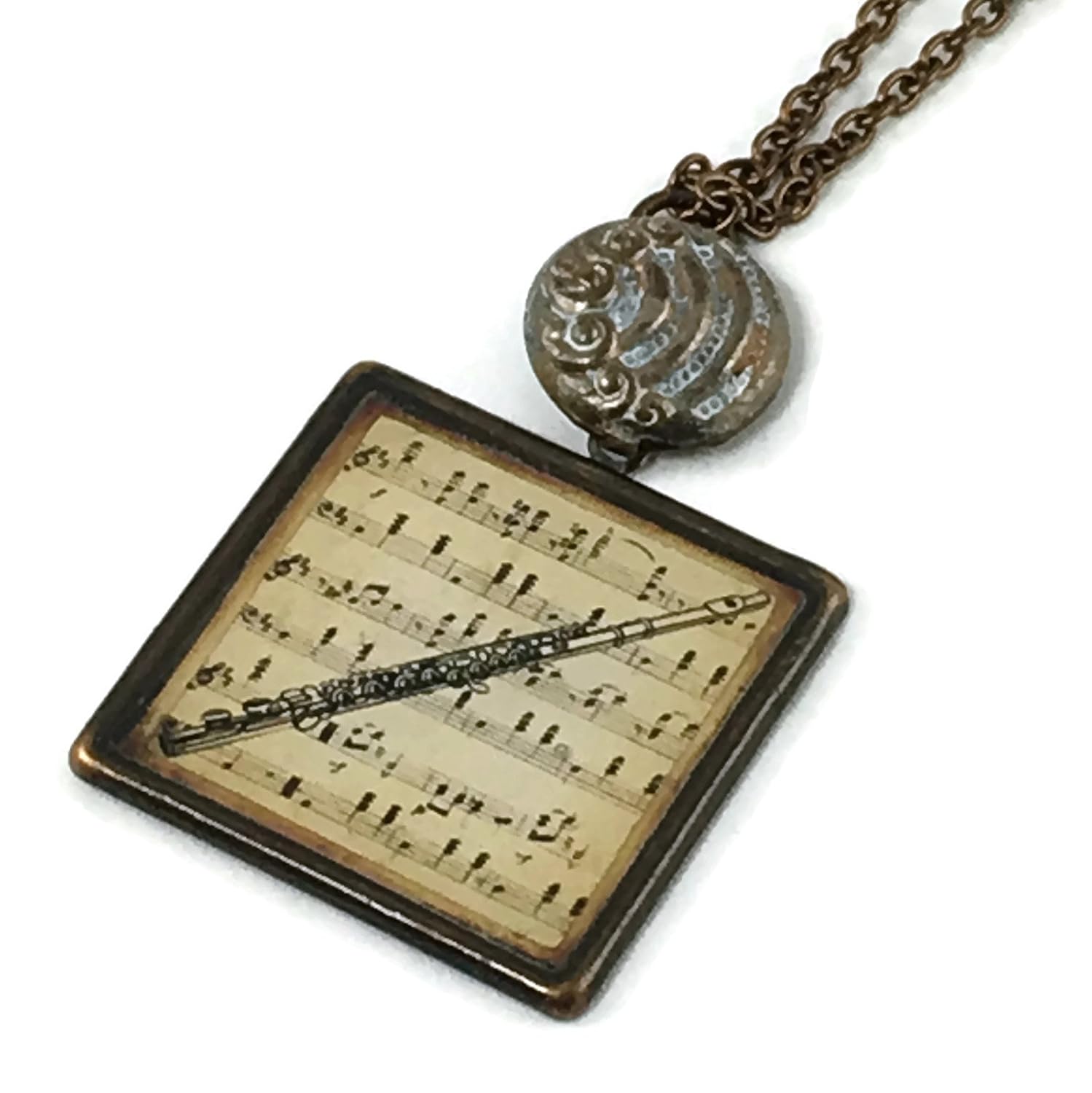 Flute Image Necklace, Music Pendant, Necklace for Flutist