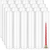 24 Pcs Hurricane Candle Holder Sleeve, H:16" D:3" Bottomless Glass Cylinder Candleholder Tall Clear Glass Cylinder Open Both Ends, Chimney Tube Cover, Open Ended Candle Shade