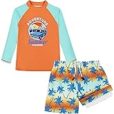 MILANKERR Toddler Boys Rash Guard Sets,Swim Trunks with Compression Liner,Swim Shirt Sets