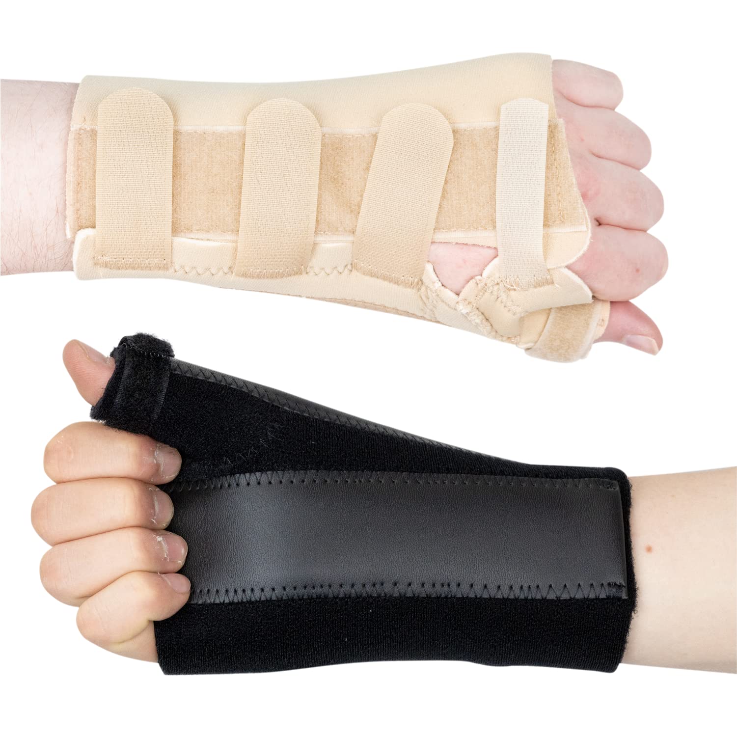 Actesso Wrist Thumb Support - Brace with metal Splint - Ideal for thumb injuries, Scaphoid Fractures and Sprains [Select your size] (Beige, Small Left)