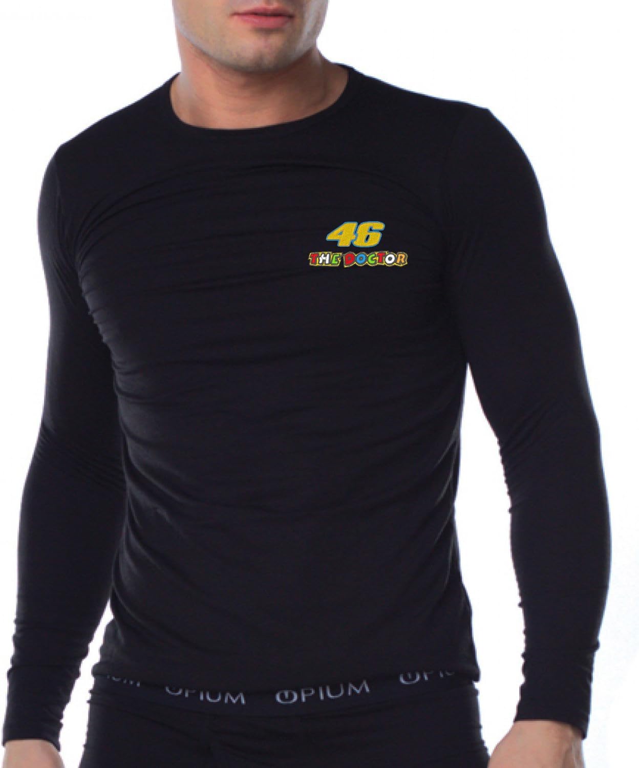 avstickerei 46 The Doctor Valentino Rossi Pilot Motorrad Embroidered Long Sleeve Tops T-Shirt Really Premium Quality - 056 - LA