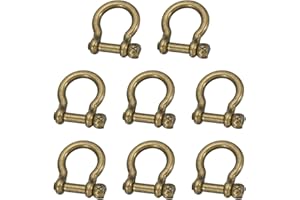 MECCANIXITY Screw in Shackle, 8.5mm Zinc Alloy D Shaped Bow Shackles Screw Joint Connect for Keychain Bracelet Leather DIY Cr