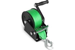 ZOSTERA 1200lbs Heavy Duty Boat Trailer Winch with 30FT Strap, with Hook, 2-Way Ratchet & 4:1 Gear Trailer Winch, Portable Hand Crank Winch for Boat, Truck, Trailer, RV, Jet Ski
