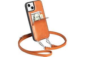 LUCKYCOIN Crossbody Wallet Phone Case for iPhone 14 Plus,100% Genuine Leather Phone Purse Case for Women,with Expandable Card